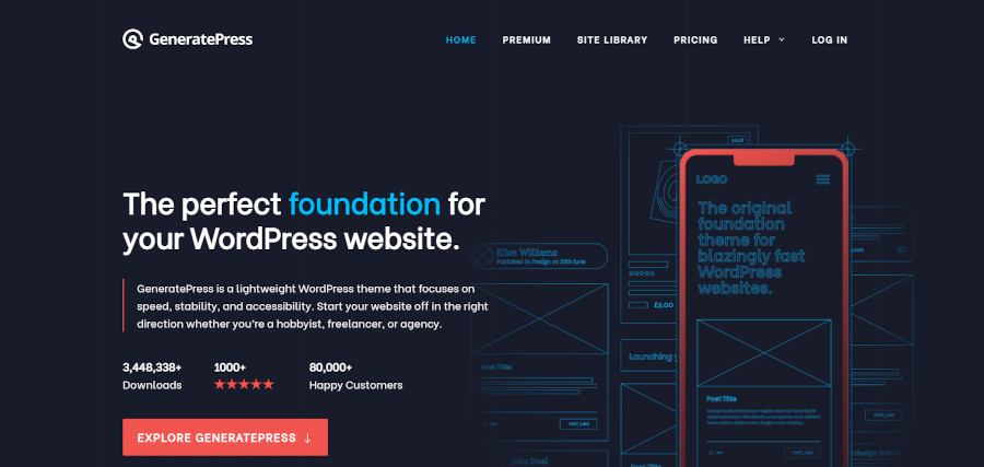 landing page of generatepress the perfect foundation for your wordpress website