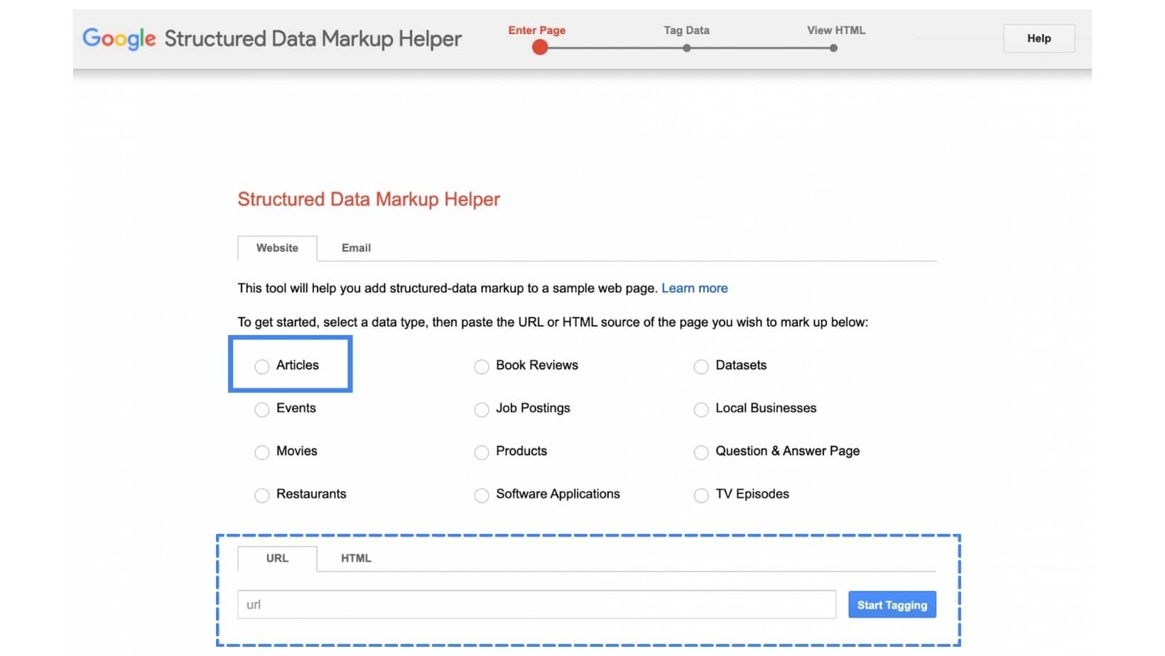 Google Structured Data Markup Helper